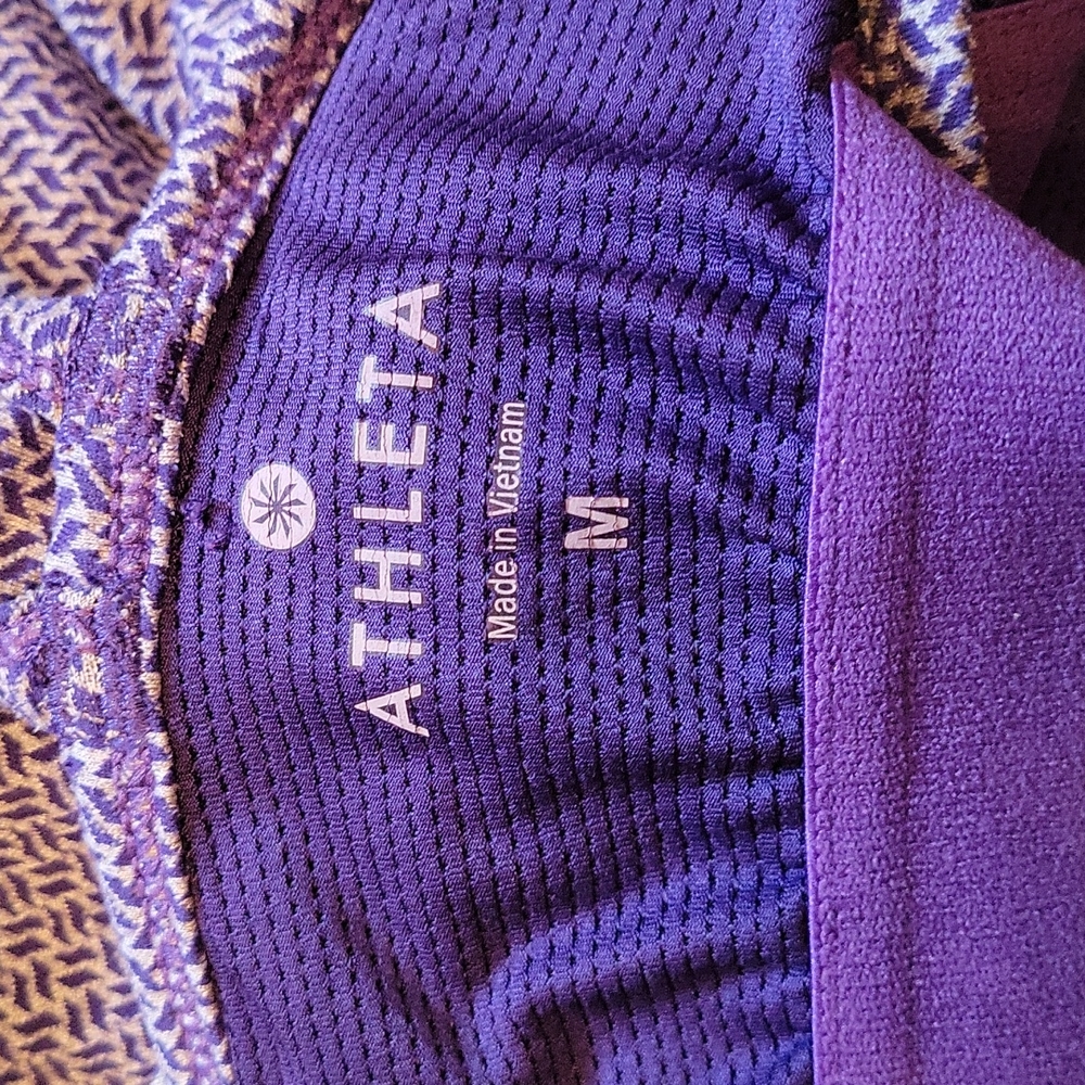 ATHLETA EMPOWERMENT TANK TOP SIZE MEDIUM PURPLE HERRINGBONE - Picture 3 of 14